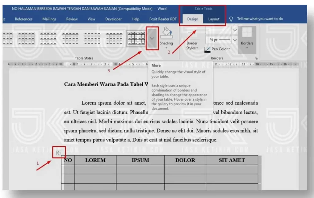 cara mewarnai tabel di word secara otomatis