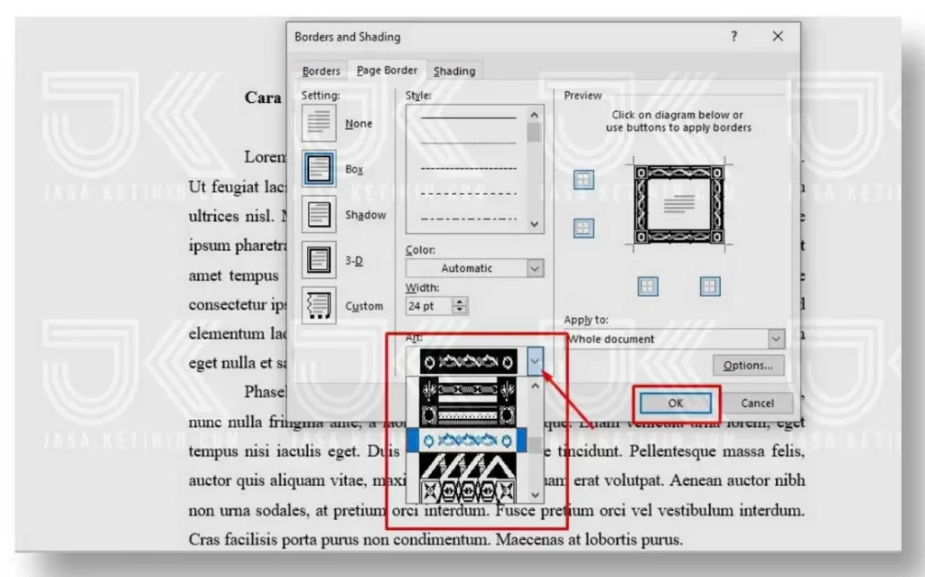 cara membuat border di word