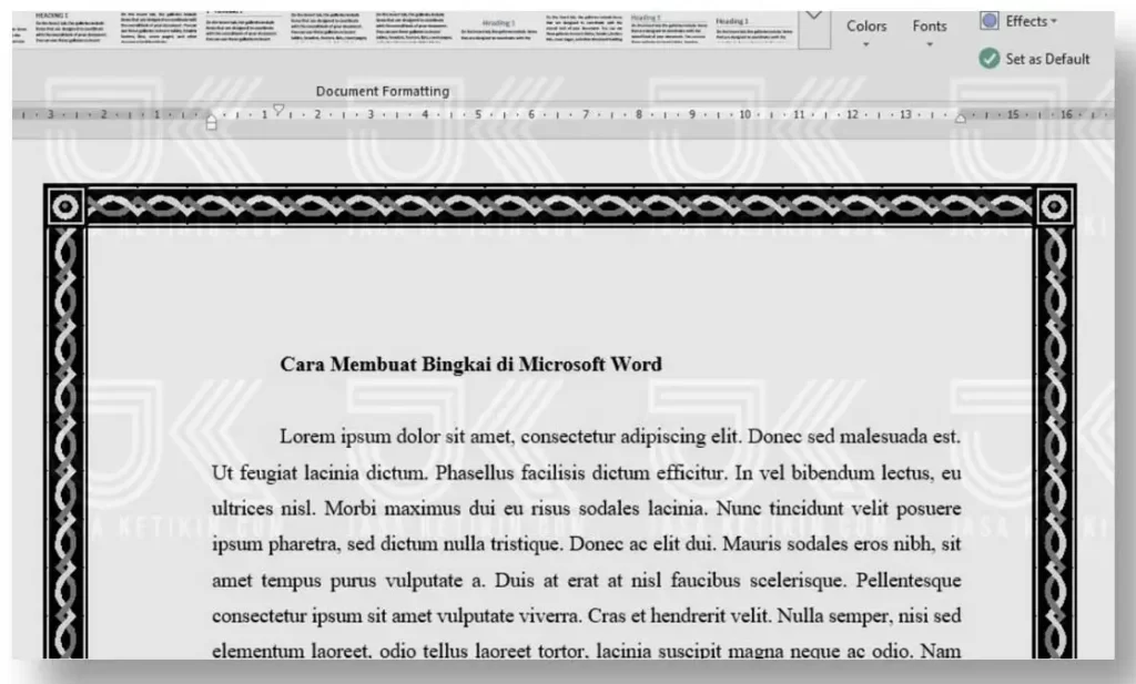 cara menambahkan bingkai di word